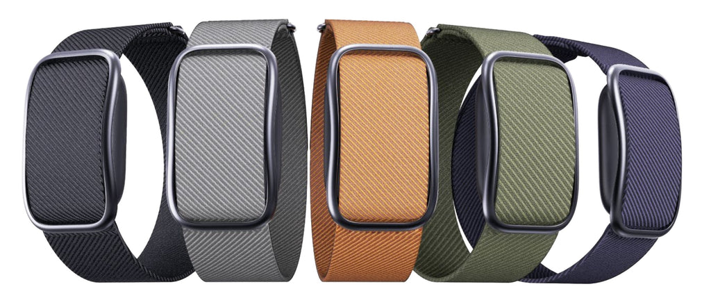 Bracelet S1 en noir, gris, orange, vert kaki et bleu nuit